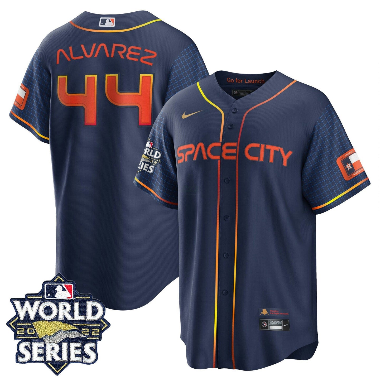 Camisa MLB Youth’s Houston Space City Dourada 2022 World Series Jersey