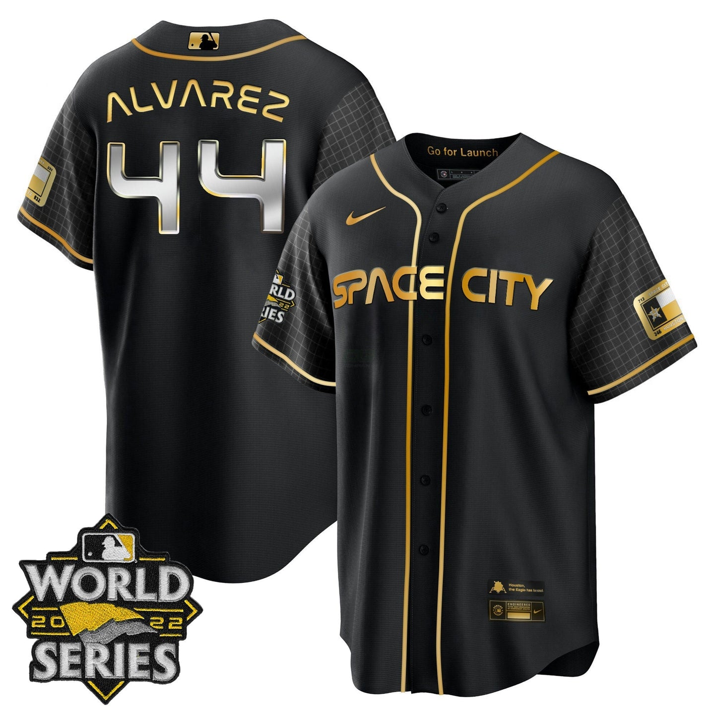 Camisa MLB Youth’s Houston Space City Dourada 2022 World Series Jersey