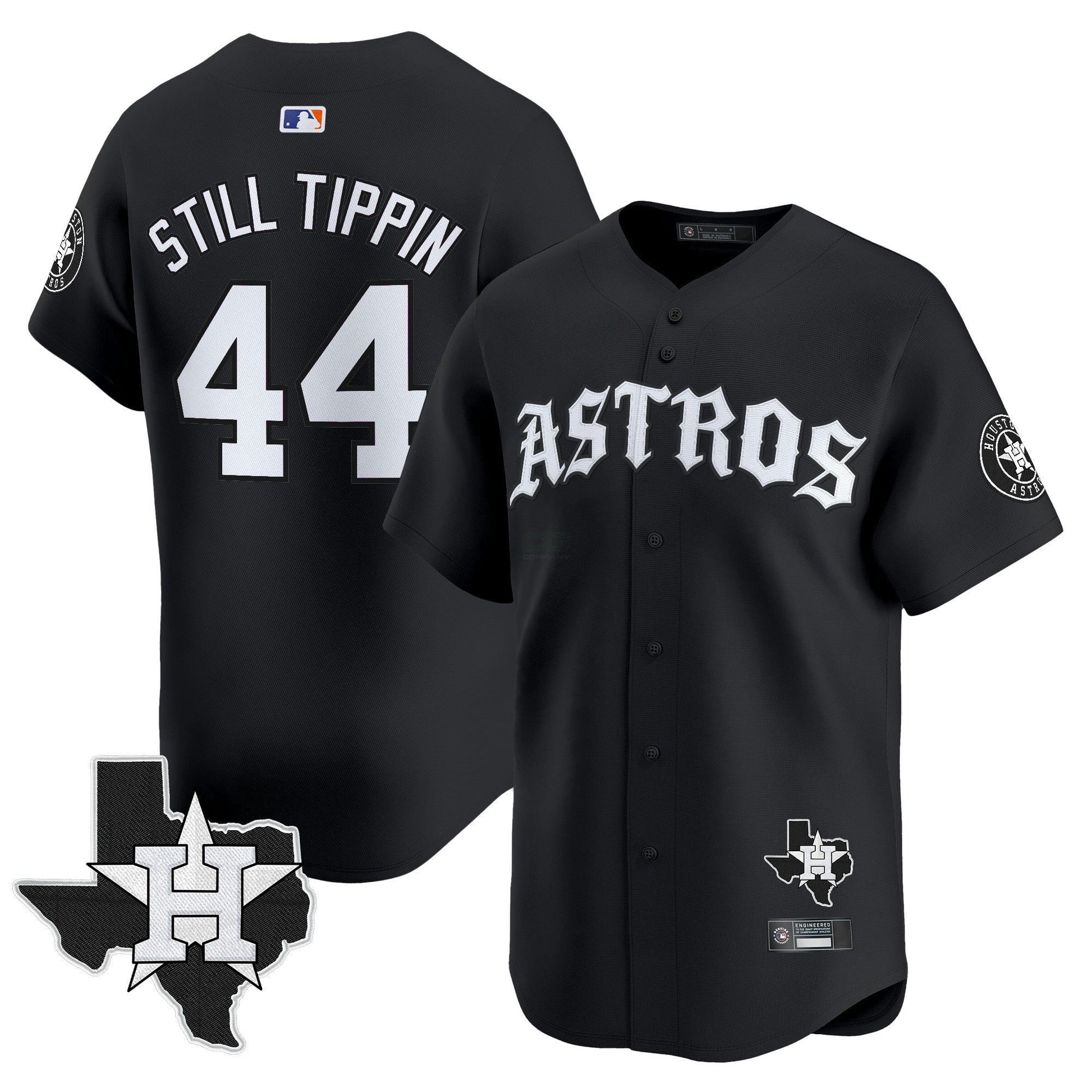 Camisa MLB Youth’s Still Tippin Houston ‘Old English Edition’ Vapor Premier Limited Jersey - Preta