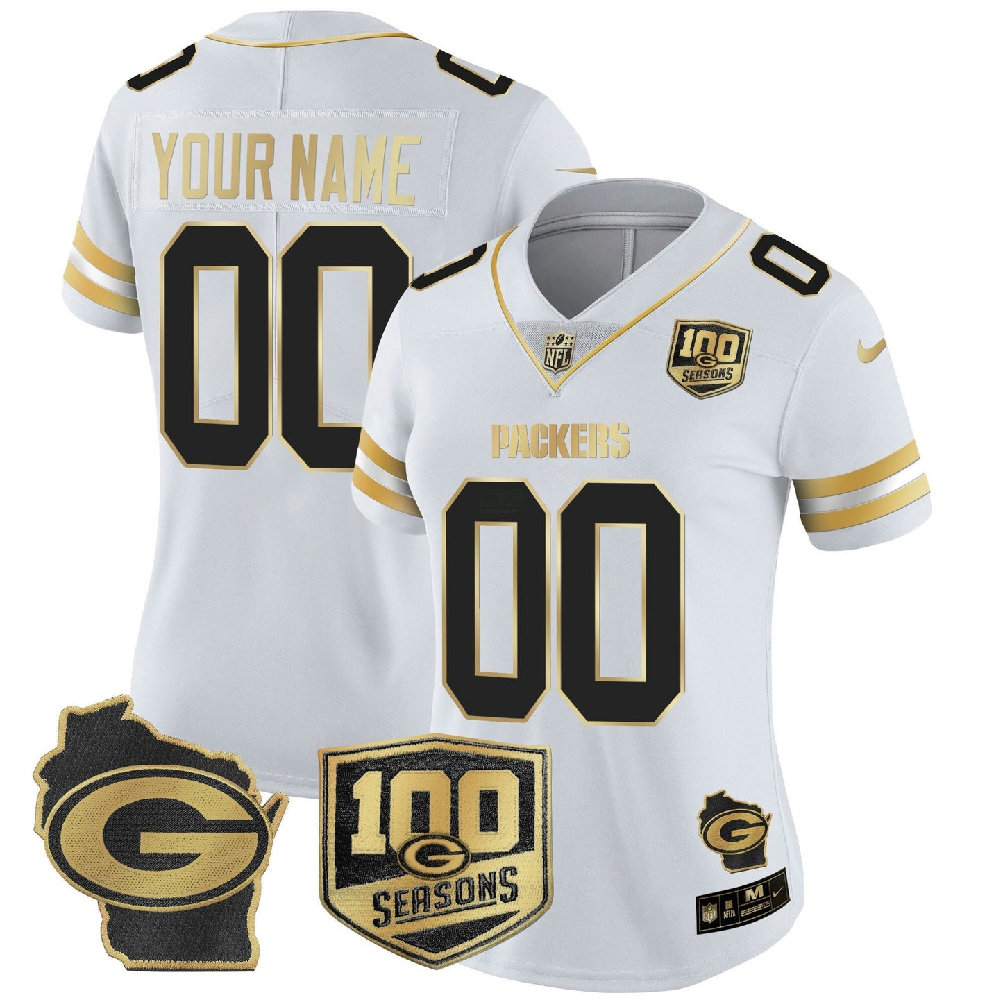 Camisa NFL 100th Season & Home Patch Dourada Vapor Limited Jersey