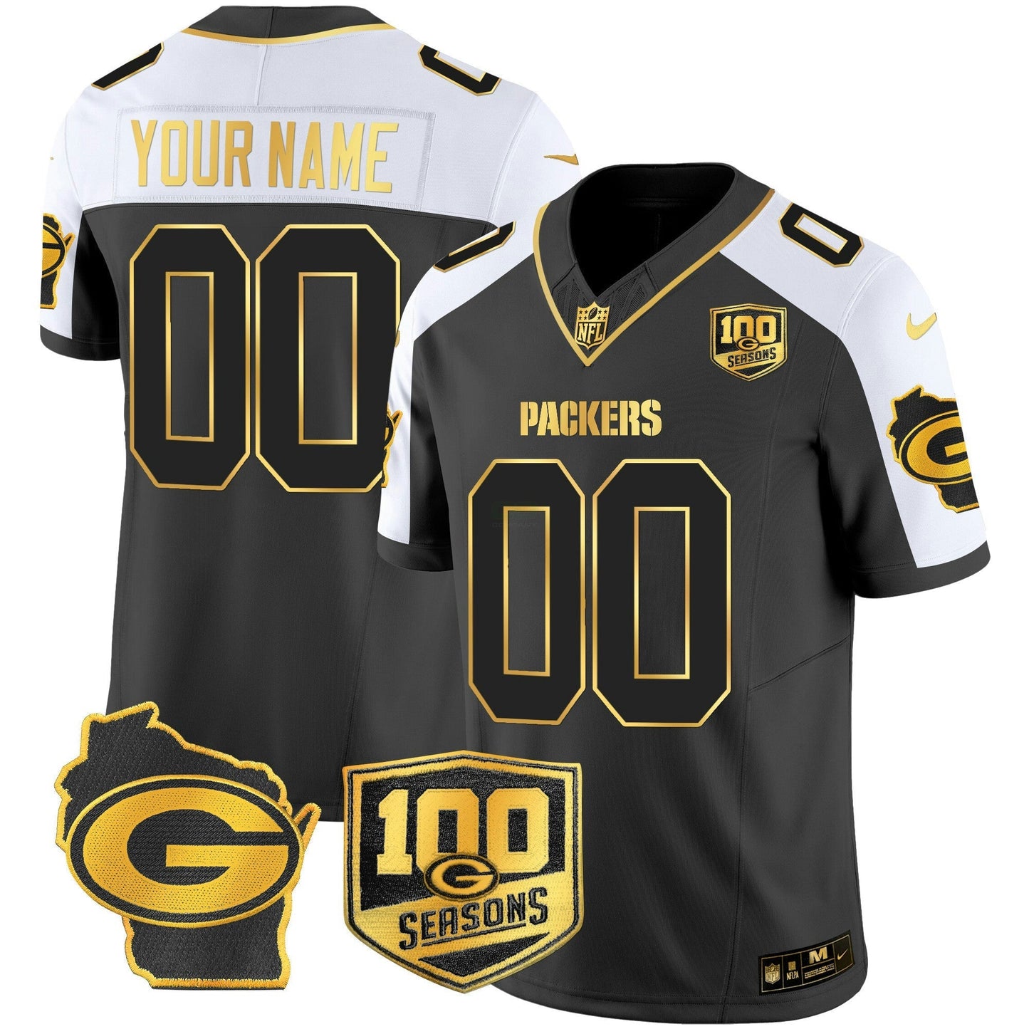 Camisa NFL 100th Season & Home Patch Dourada Vapor Limited Jersey