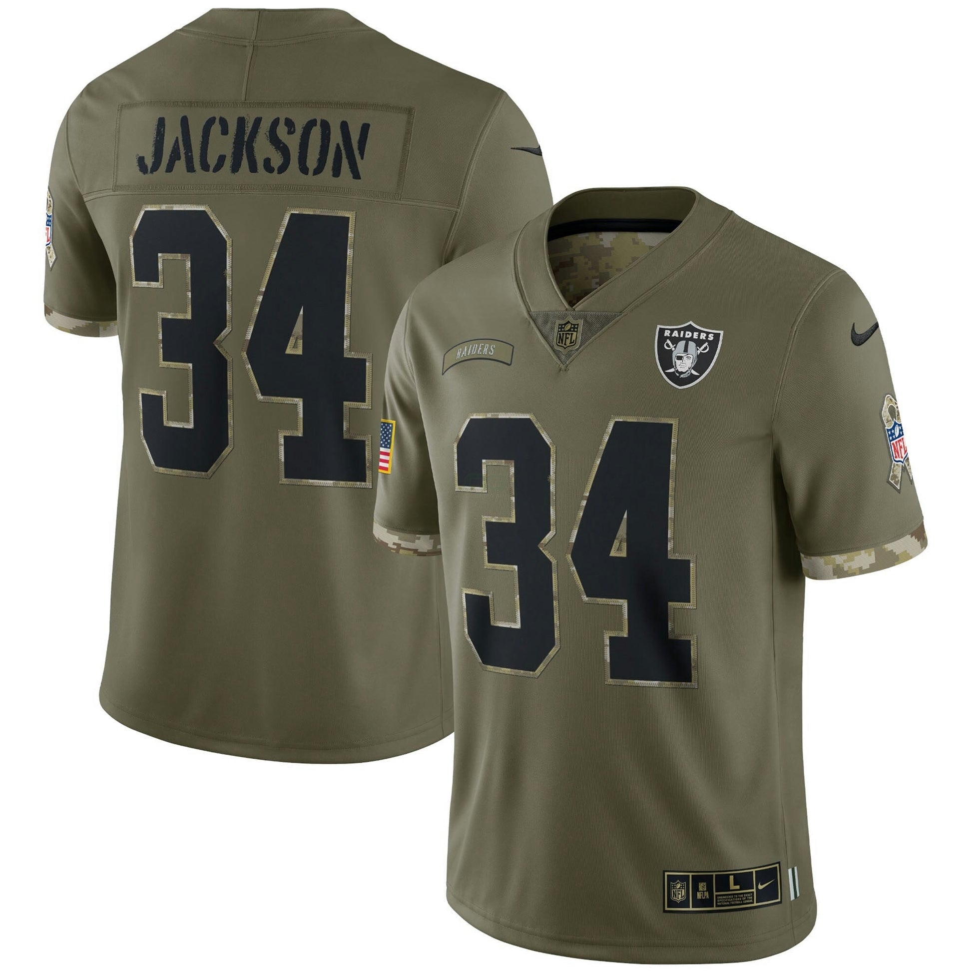 Camisa NFL Las Vegas Raiders 2022 Salute To Service Retired Player Limited – Olive