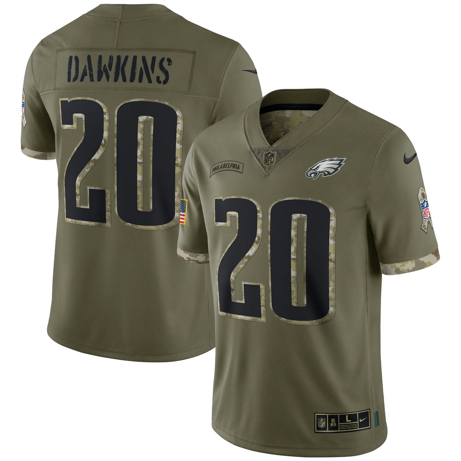 Camisa NFL Philadelphia Eagles 2022 Salute To Service Retired Player Limited – Olive