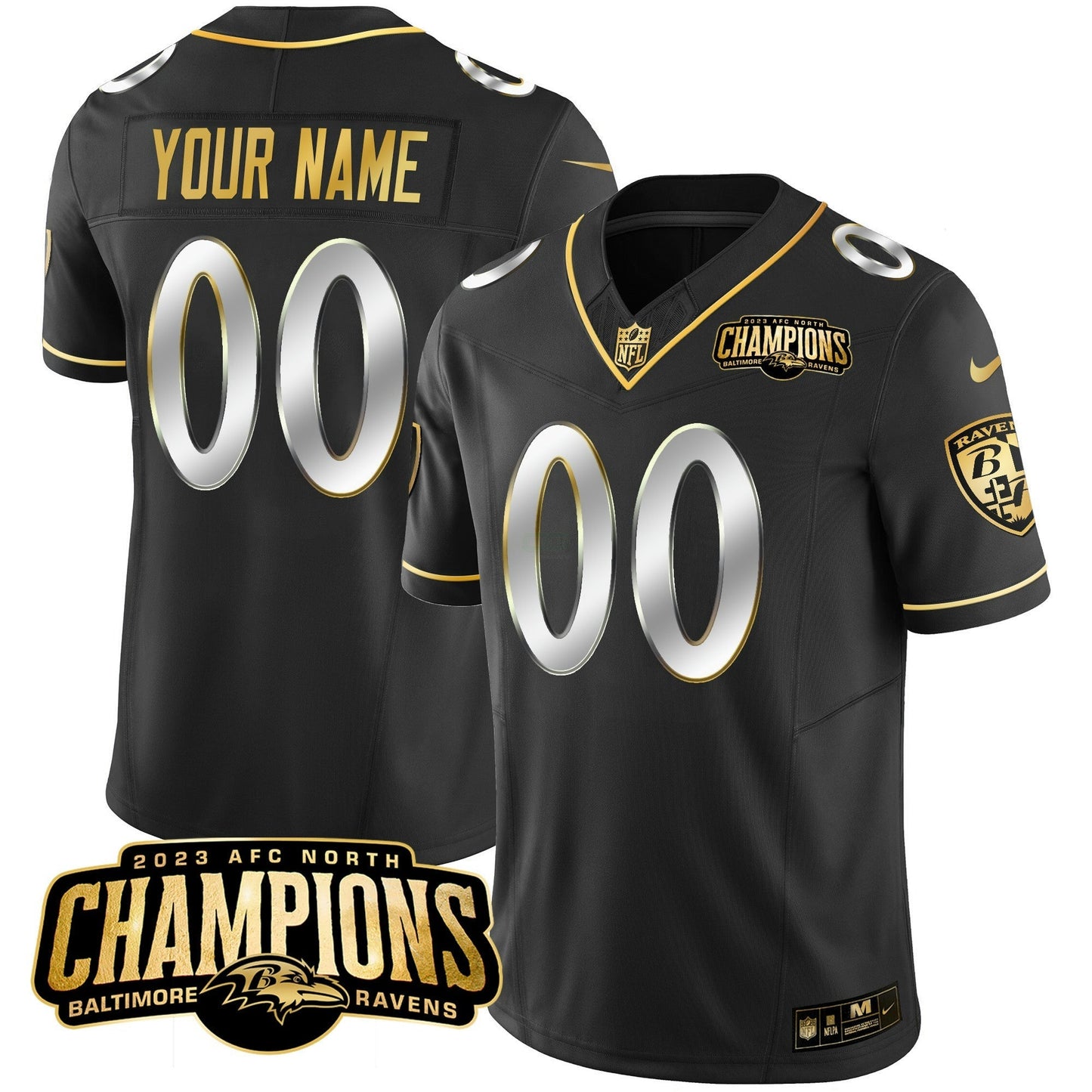 Camisa NFL 2023 AFC North Champions Patch Dourada Vapor Jersey