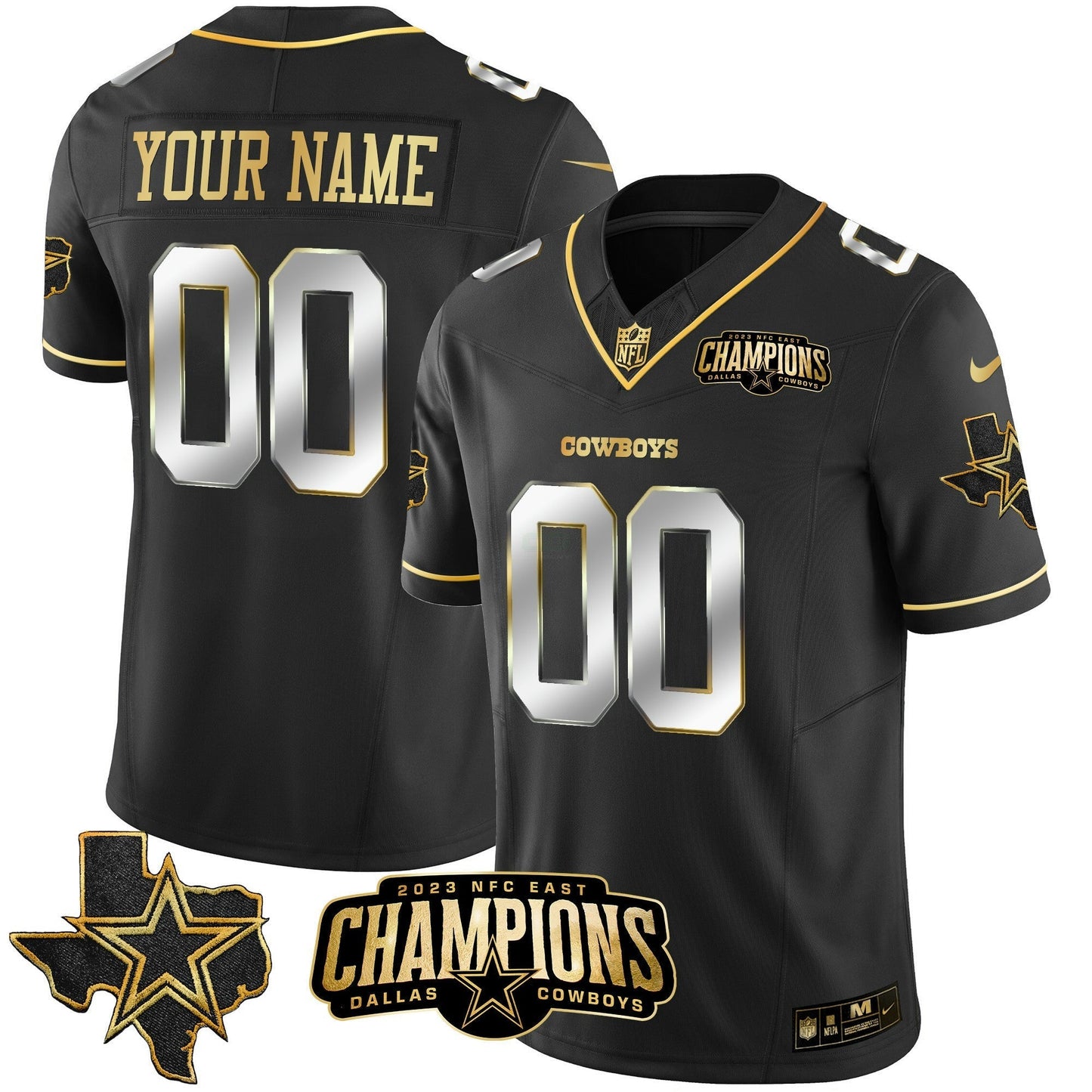 Camisa NFL 2023 NFC East Champions Patch Dourada Vapor Jersey