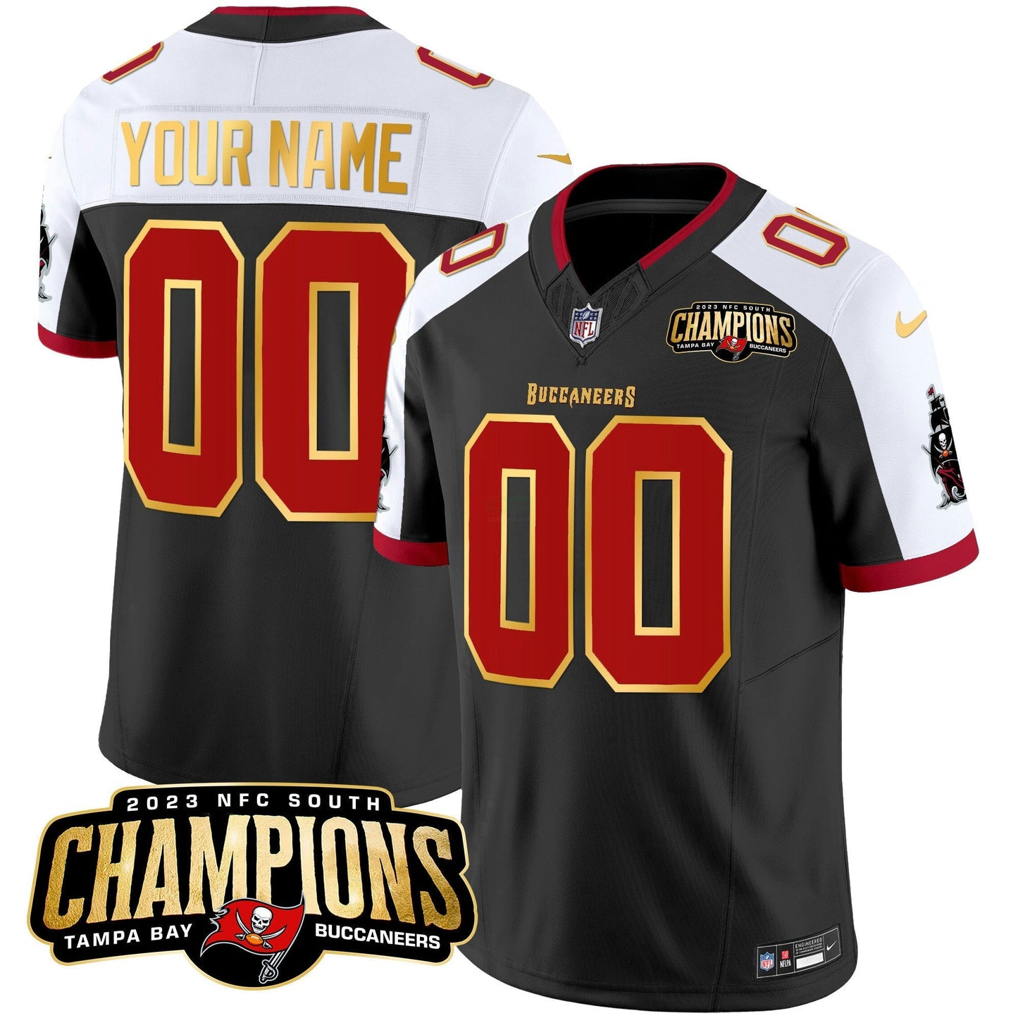 Camisa NFL 2023 NFC South Champions Patch Dourada Trim Vapor Jersey