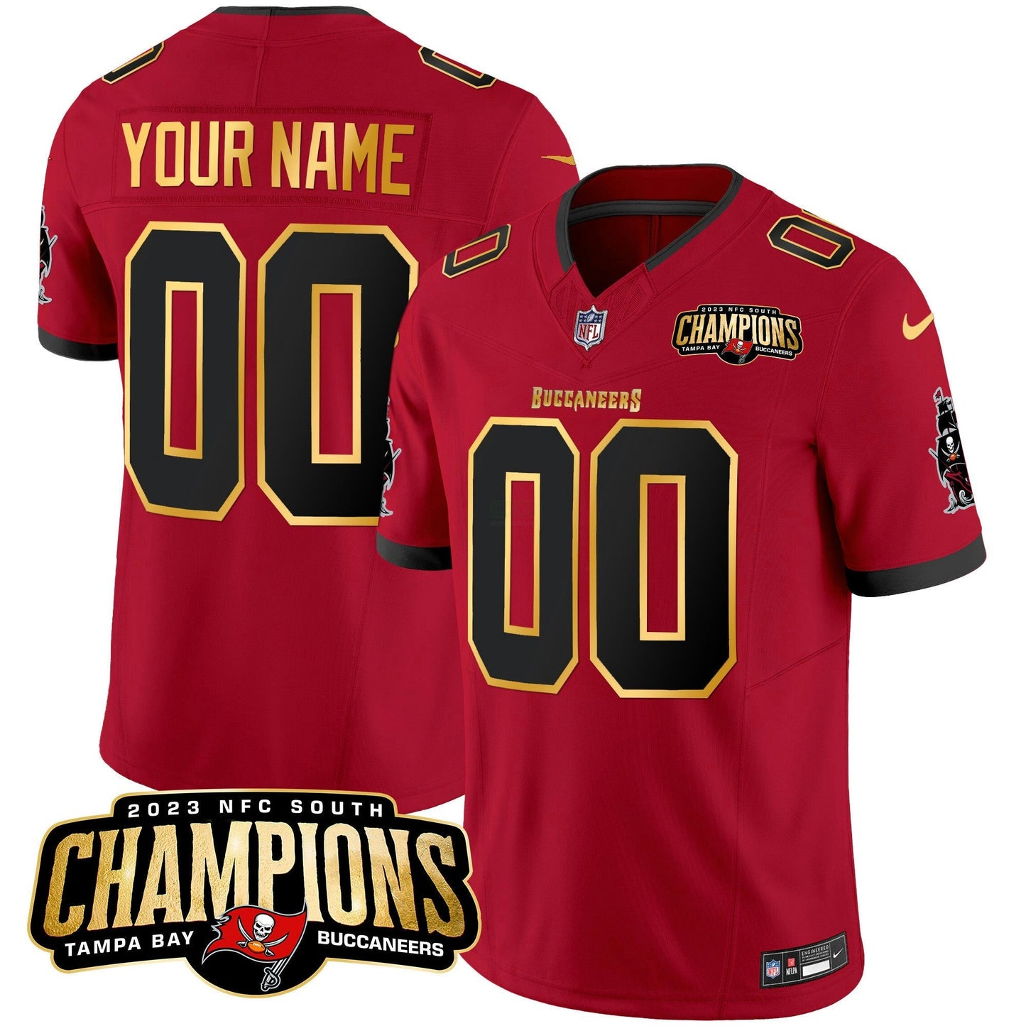 Camisa NFL 2023 NFC South Champions Patch Dourada Trim Vapor Jersey