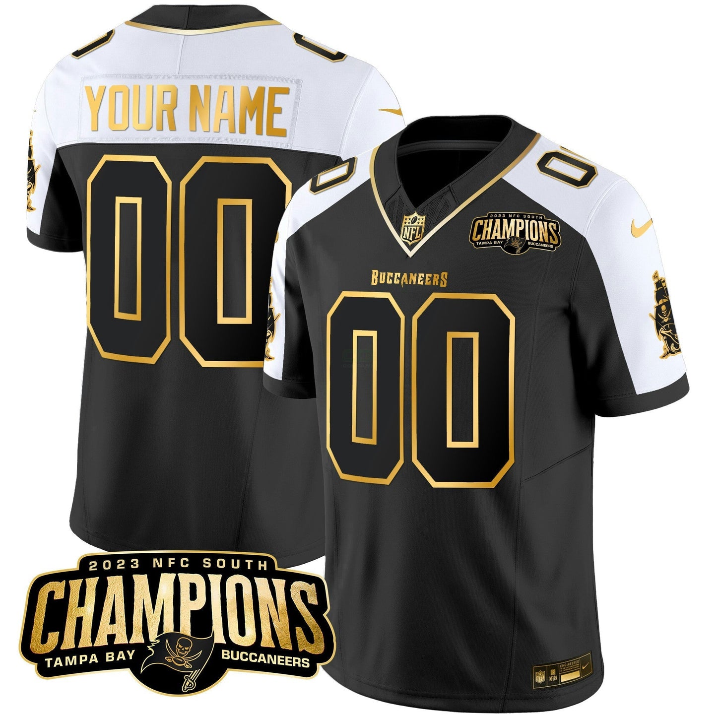 Camisa NFL 2023 NFC South Champions Patch Dourada Vapor Jersey