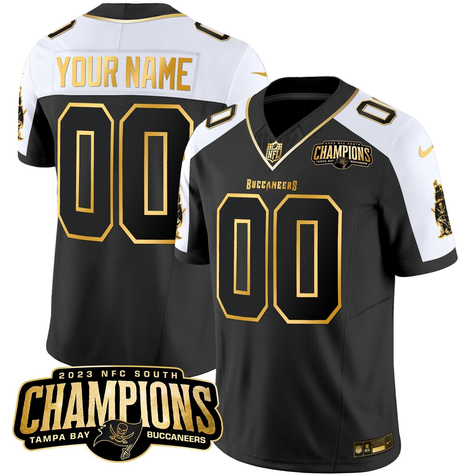 Camisa NFL 2023 NFC South Champions Patch Dourada Vapor Jersey