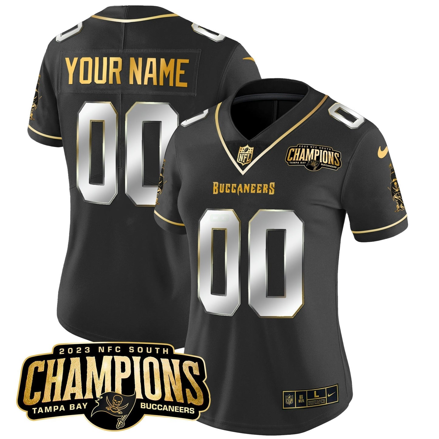 Camisa NFL 2023 NFC South Champions Patch Dourada Vapor Jersey