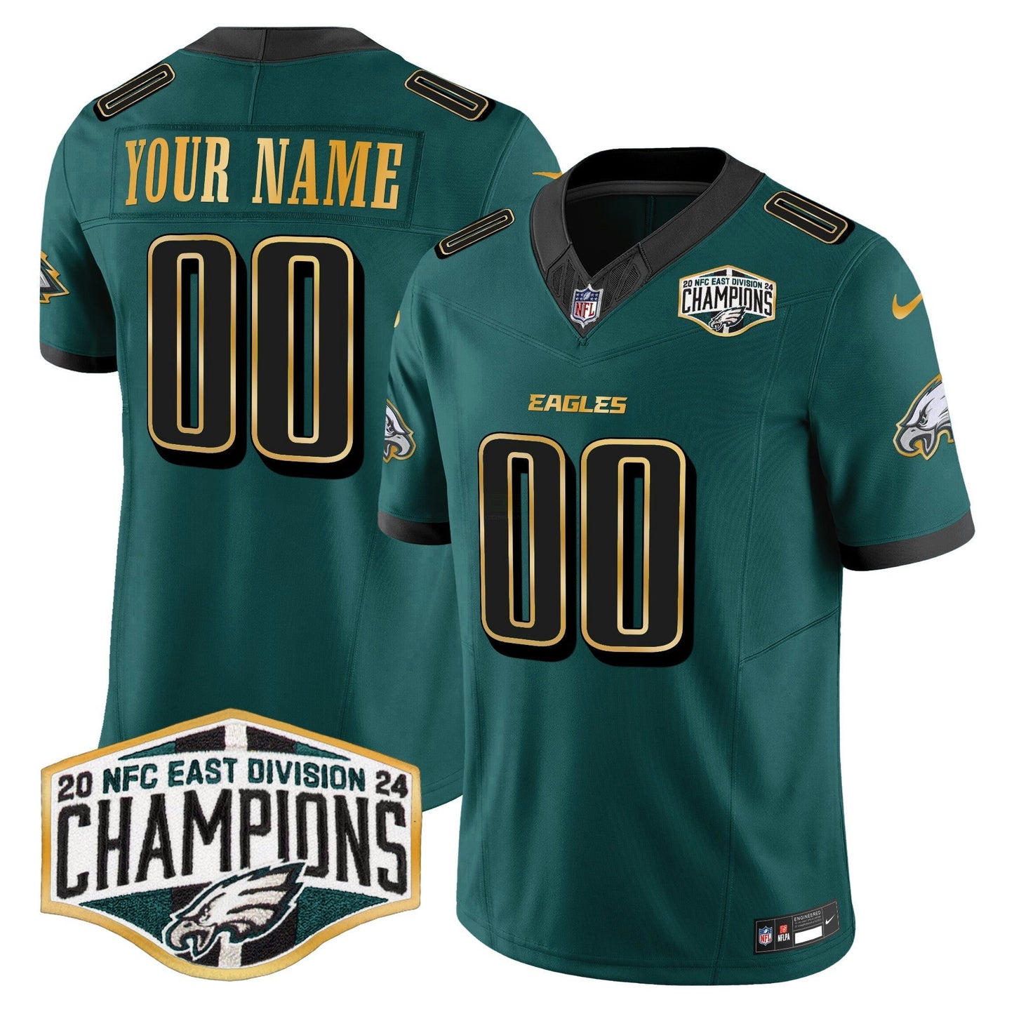 Camisa NFL 2024 NFC East Division Champions Dourada Trim Vapor Limited Jersey