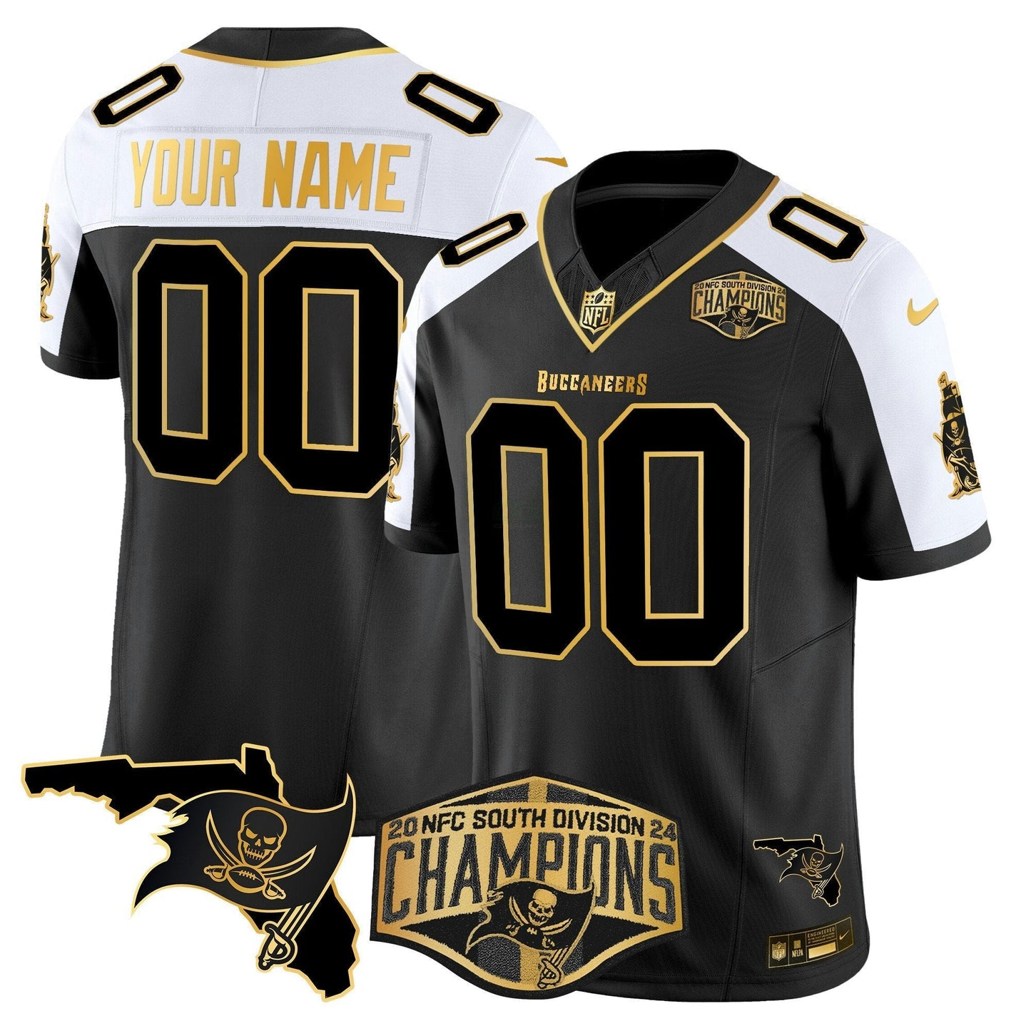 Camisa NFL 2024 NFC South Division Champions Patch Dourada Vapor Limited Jersey