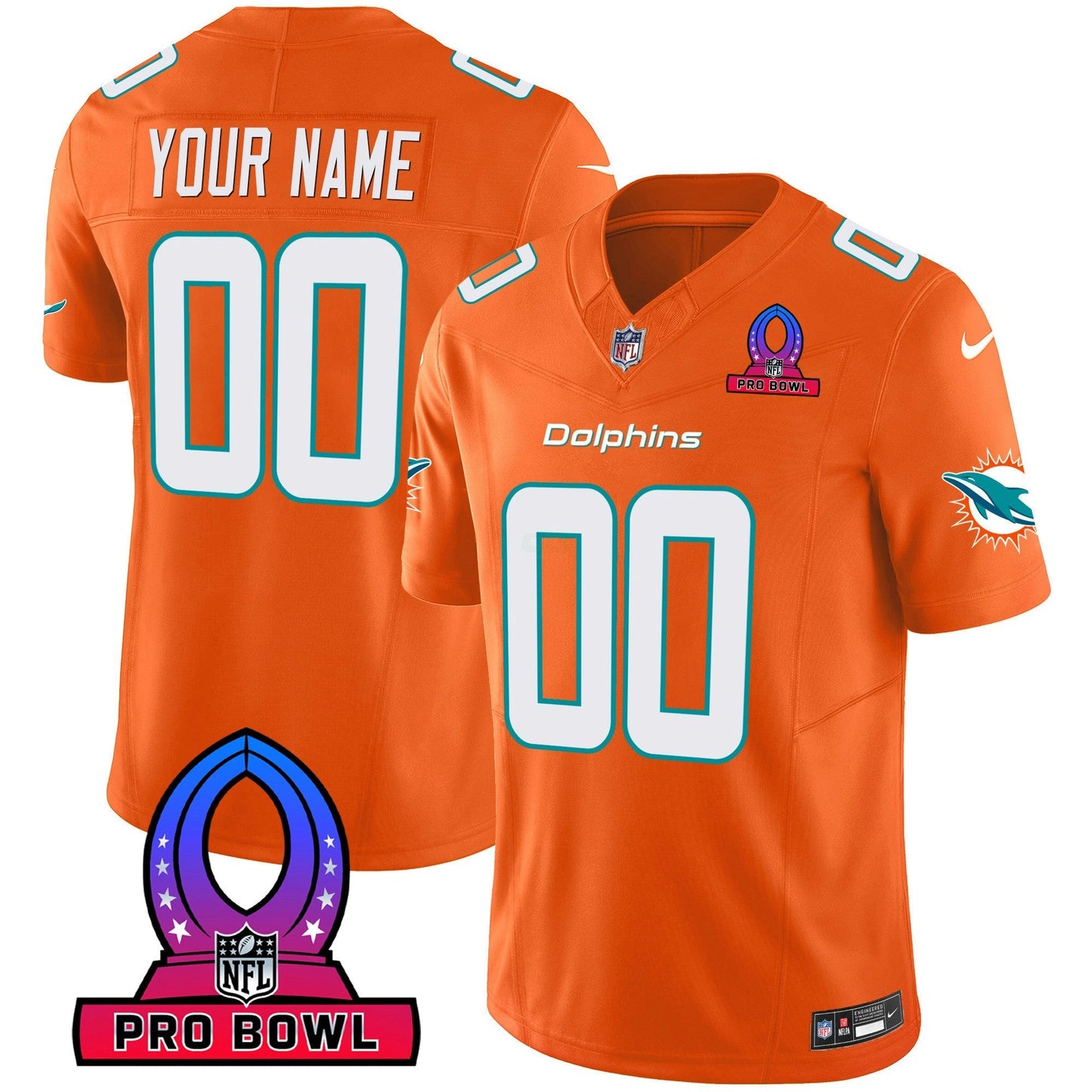 Camisa NFL Miami Dolphins 2024 Pro Bowl Patch Vapor Jersey - Personalizada