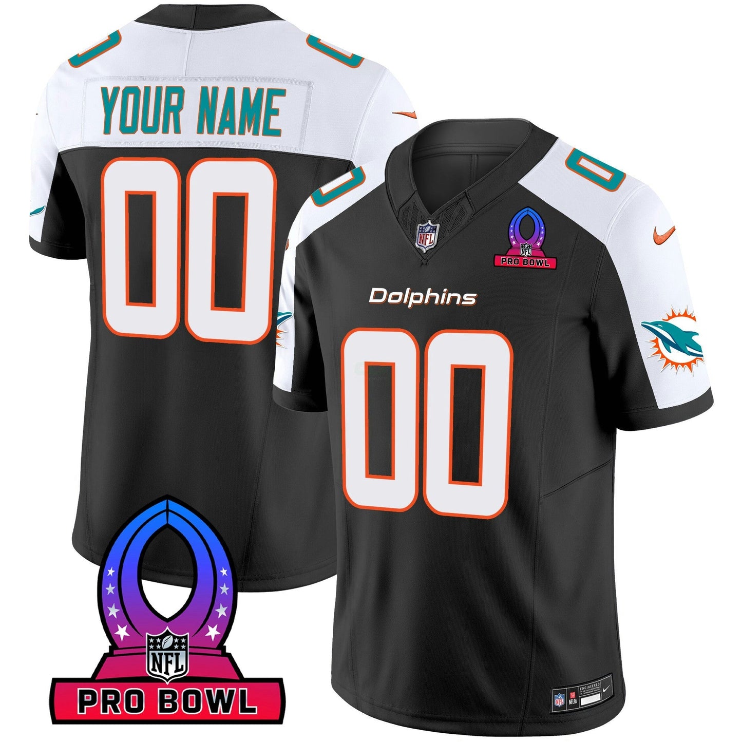 Camisa NFL Miami Dolphins 2024 Pro Bowl Patch Vapor Jersey - Personalizada