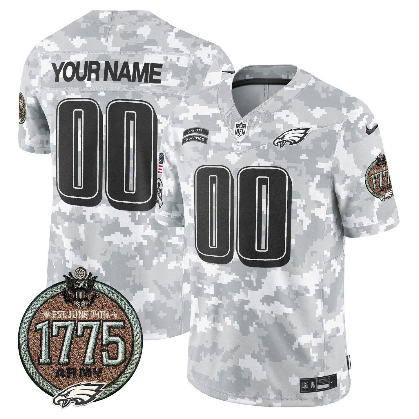 Camisa NFL Philadelphia Eagles 2024 Salute to Service Establishment Year Patch Vapor Limited Jersey