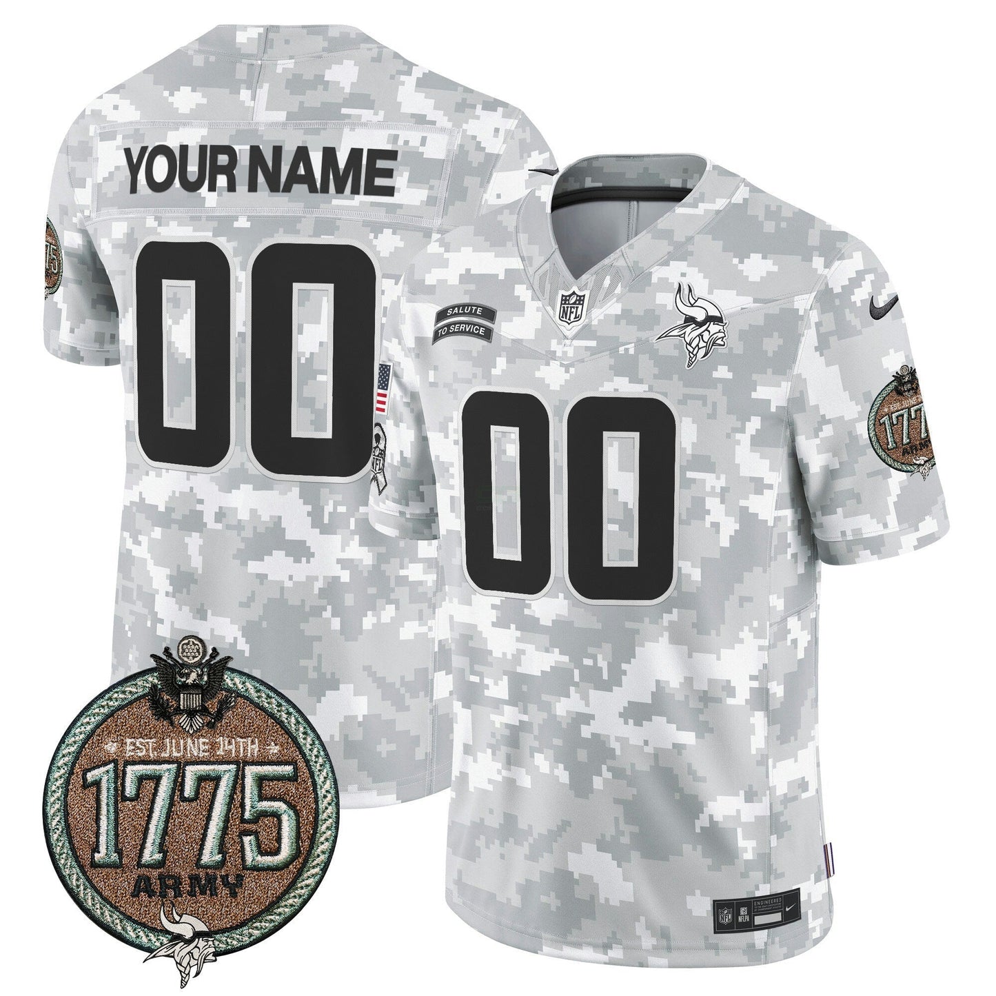 Camisa NFL Minnesota Vikings 2024 Salute to Service Establishment Year Patch Vapor Limited Jersey