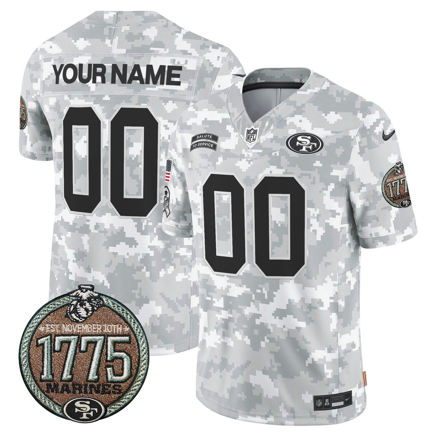Camisa NFL San Francisco 49ers 2024 Salute to Service Establishment Year Patch Vapor Limited Jersey
