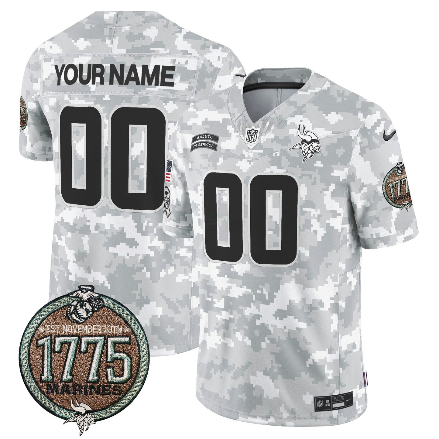 Camisa NFL Minnesota Vikings 2024 Salute to Service Establishment Year Patch Vapor Limited Jersey