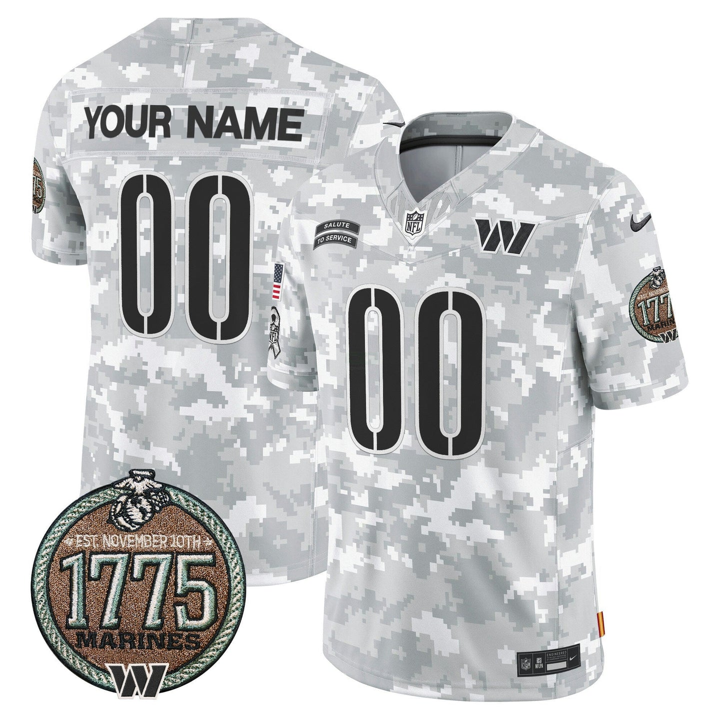 Camisa NFL Washington Commanders 2024 Salute to Service Establishment Year Patch Vapor Limited Jersey