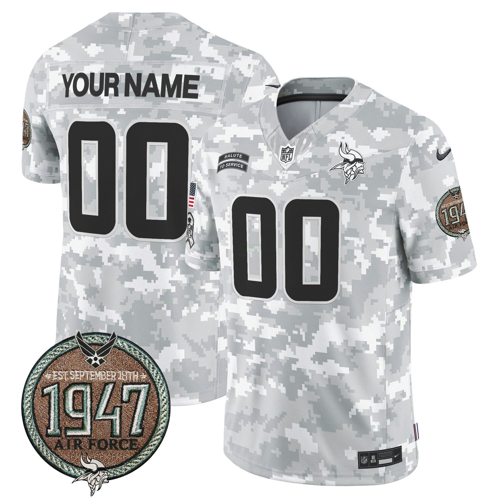 Camisa NFL Minnesota Vikings 2024 Salute to Service Establishment Year Patch Vapor Limited Jersey