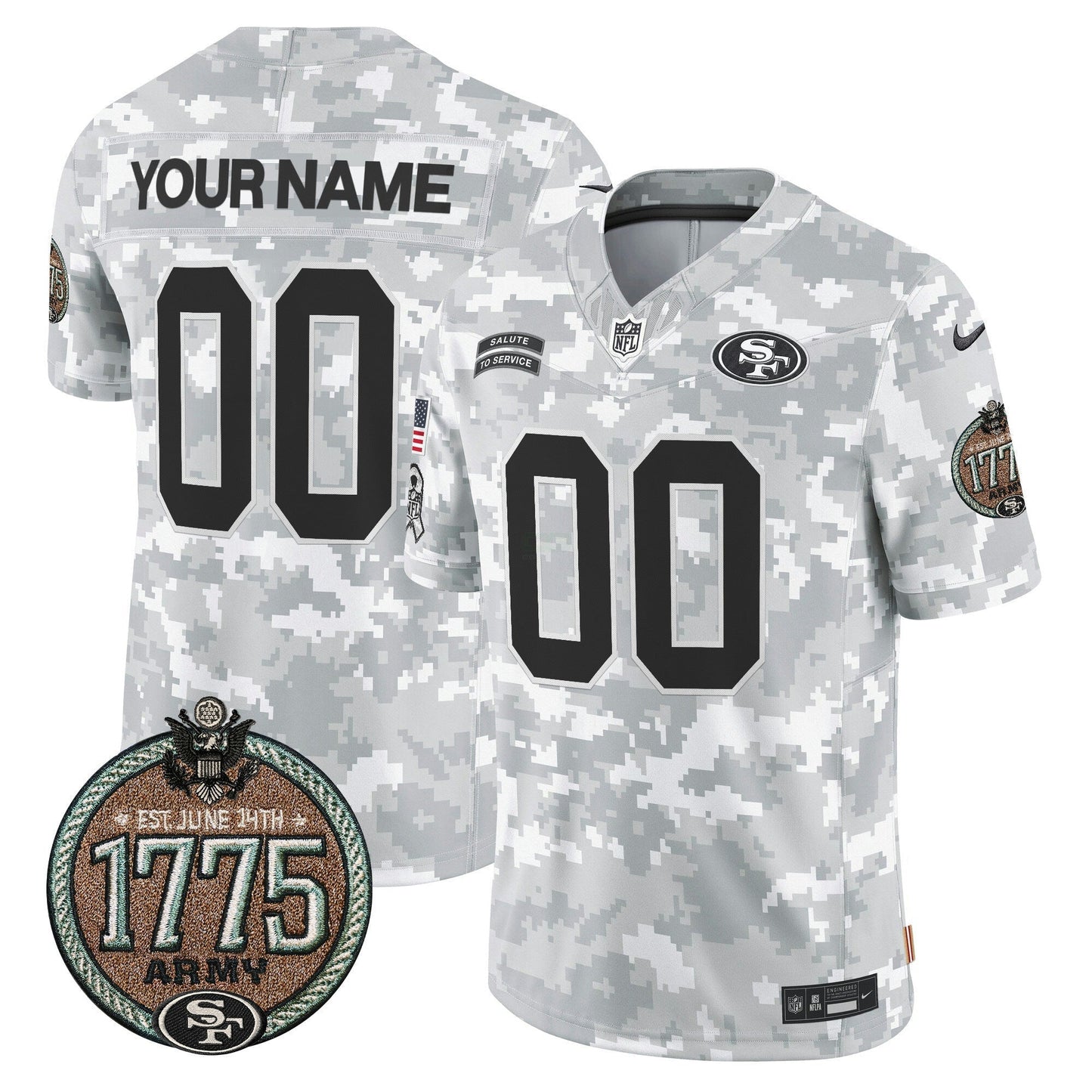 Camisa NFL San Francisco 49ers 2024 Salute to Service Establishment Year Patch Vapor Limited Jersey