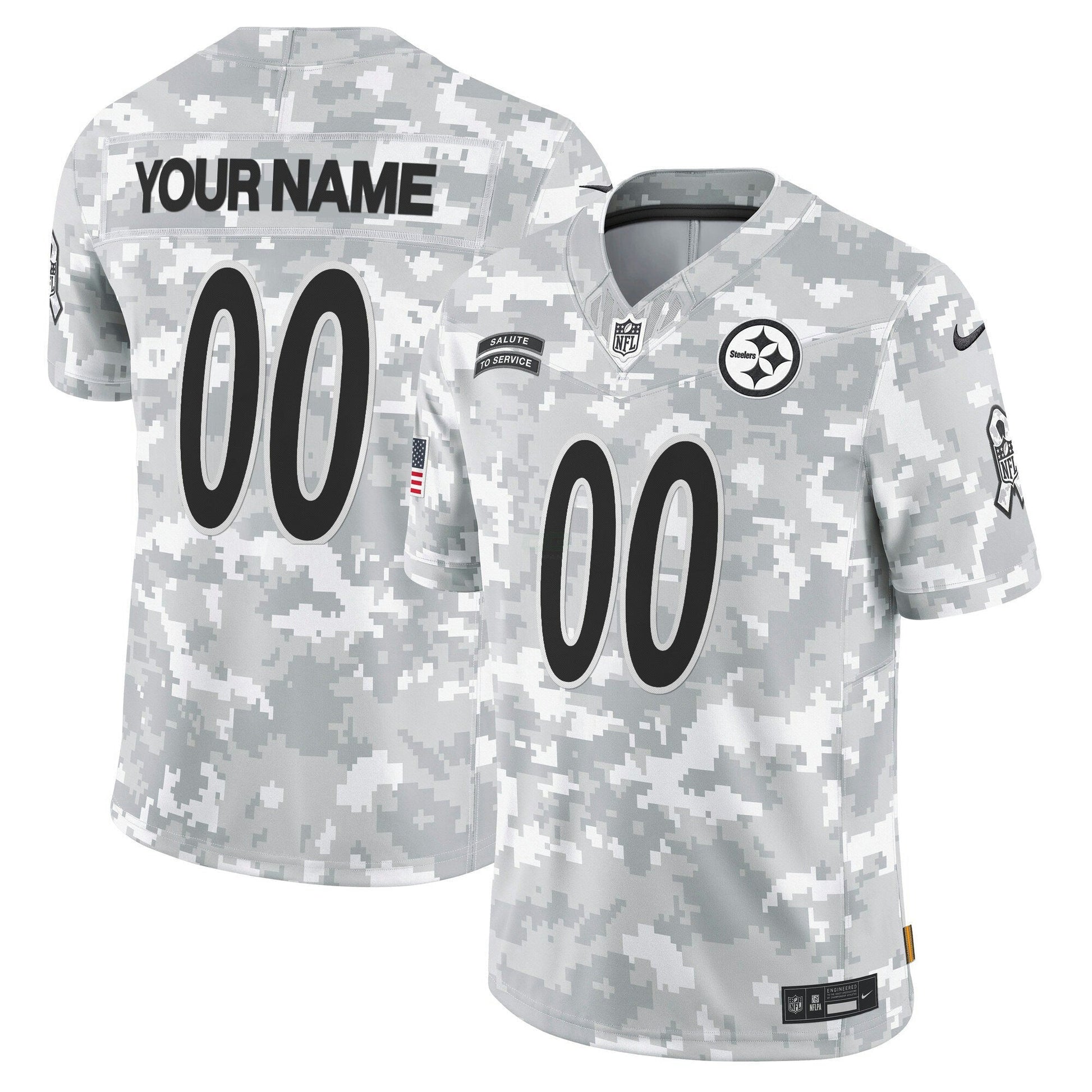 Camisa NFL Pittsburgh Steelers 2024 Salute to Service Vapor Limited Jersey – Arctic Camo - Custom