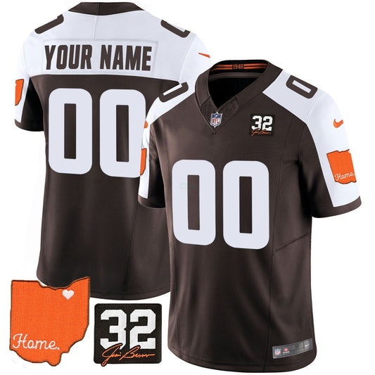 Camisa NFL Cleveland Browns #32 Jim Brown Memorial & Home Patch Jersey V2 - Alternativa