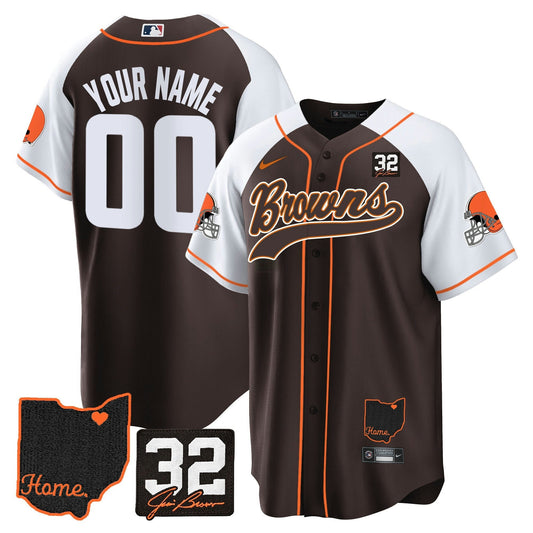 Camisa NFL Cleveland Browns #32 Jim Brown Memorial & Home Patch Jersey V2 - Baseball