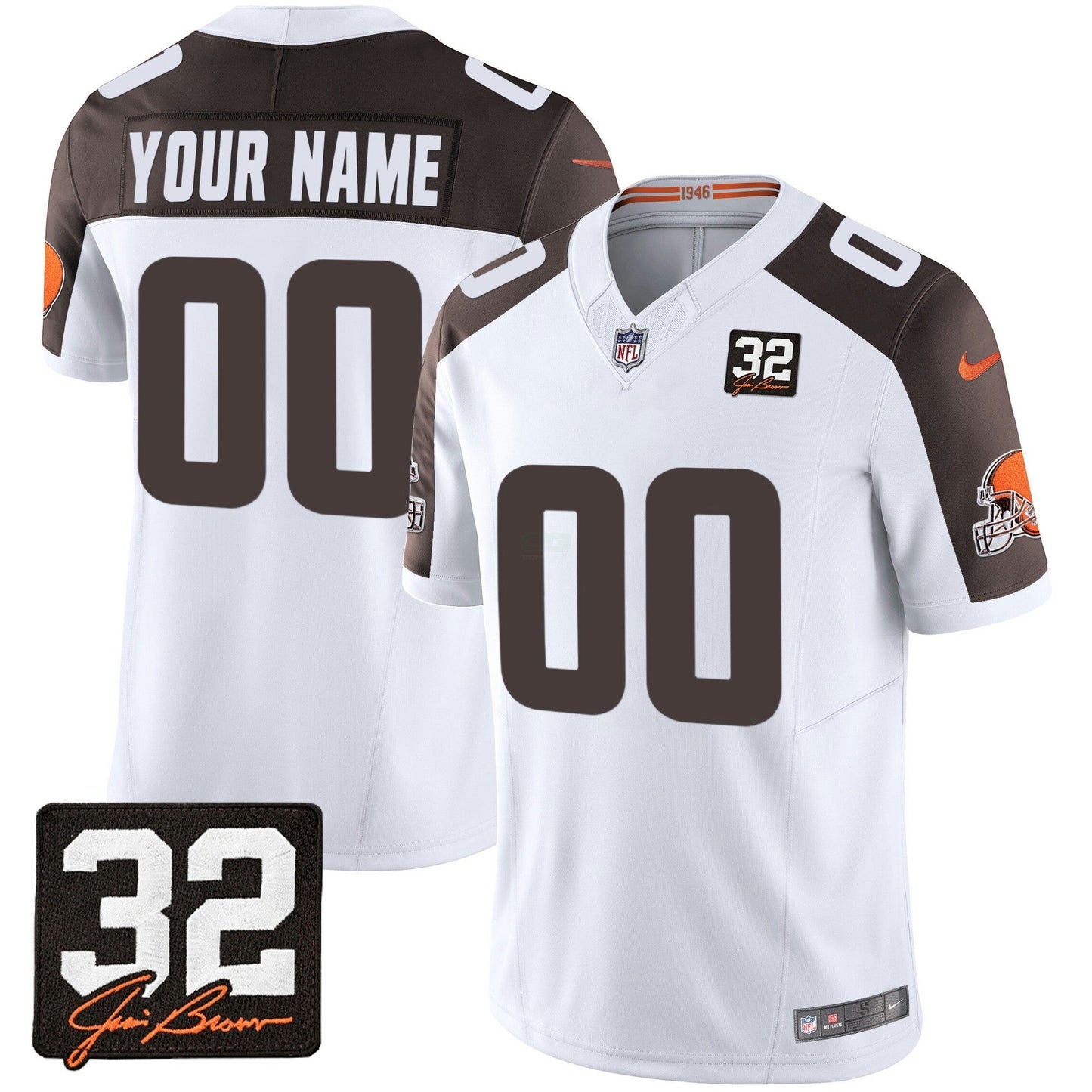 Camisa NFL Cleveland Browns #32 Jim Brown Memorial & Home Patch Jersey V2 - Alternativa