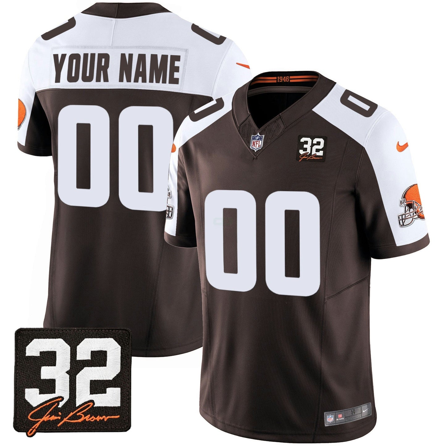 Camisa NFL #32 Jim Brown Memorial Patch Jersey