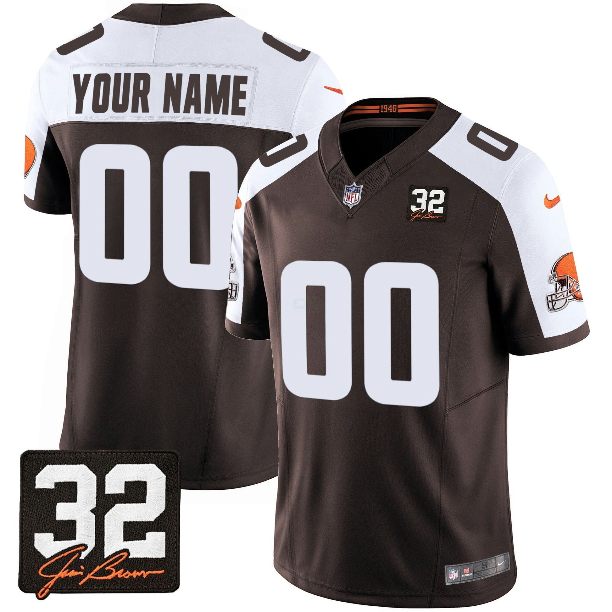 Camisa NFL #32 Jim Brown Memorial Patch Jersey
