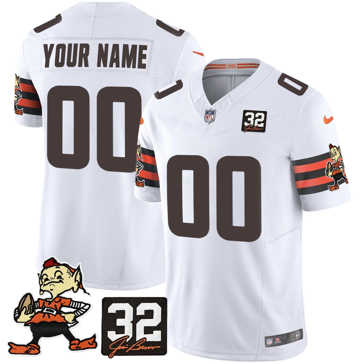 Camisa NFL #32 Jim Brown Memorial Patch Vapor Limited Jersey V2