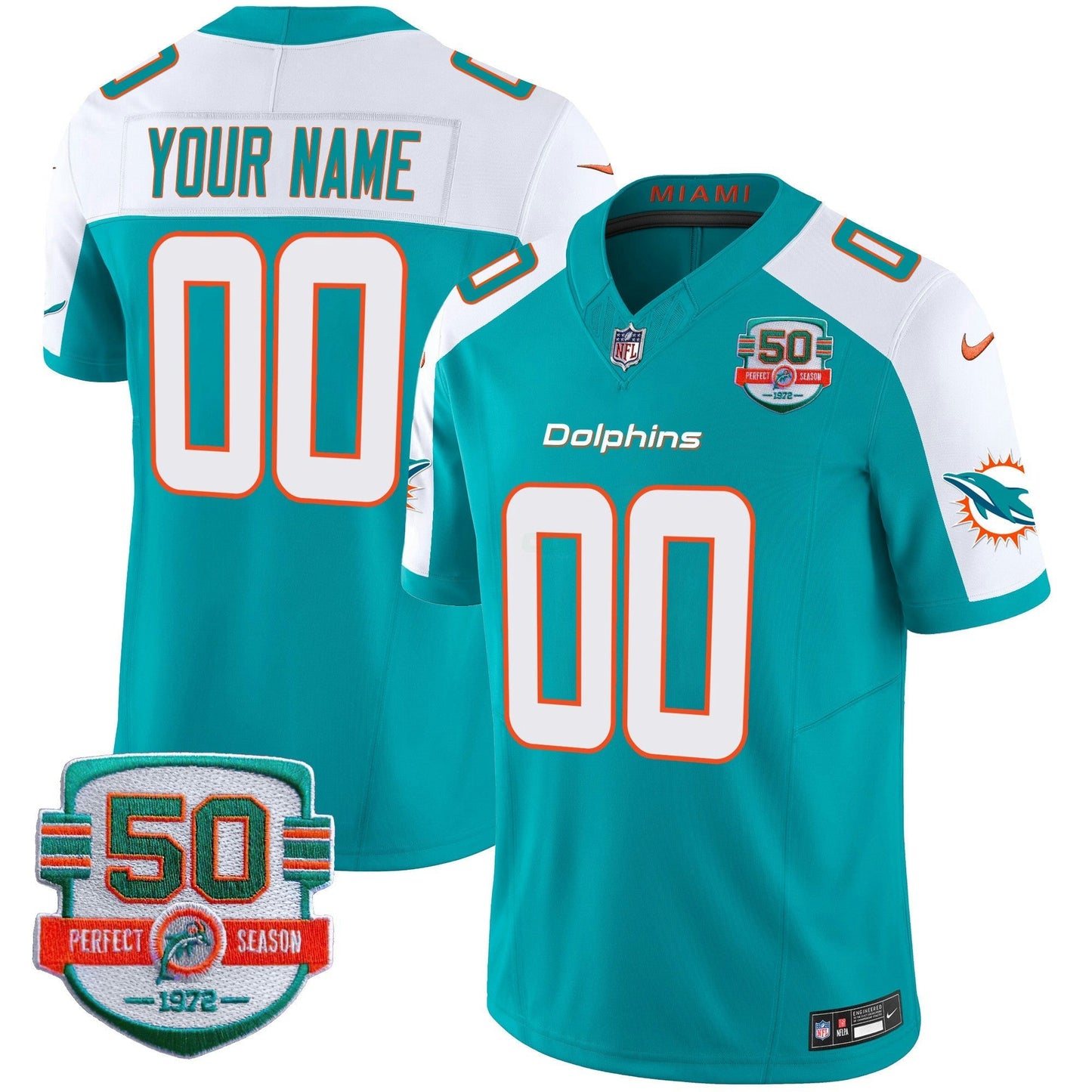 Camisa NFL 50th 1972 Perfect Season Patch Vapor Jersey