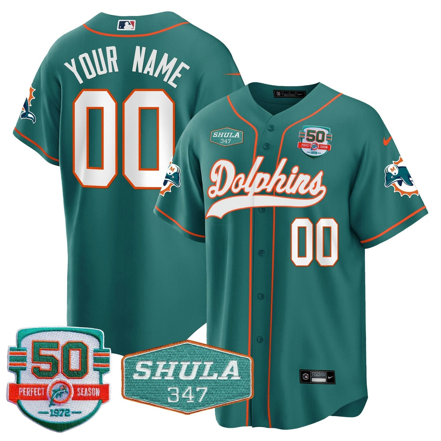 Camisa NFL 50th & Don Shula 347 Memorial Patch Jersey