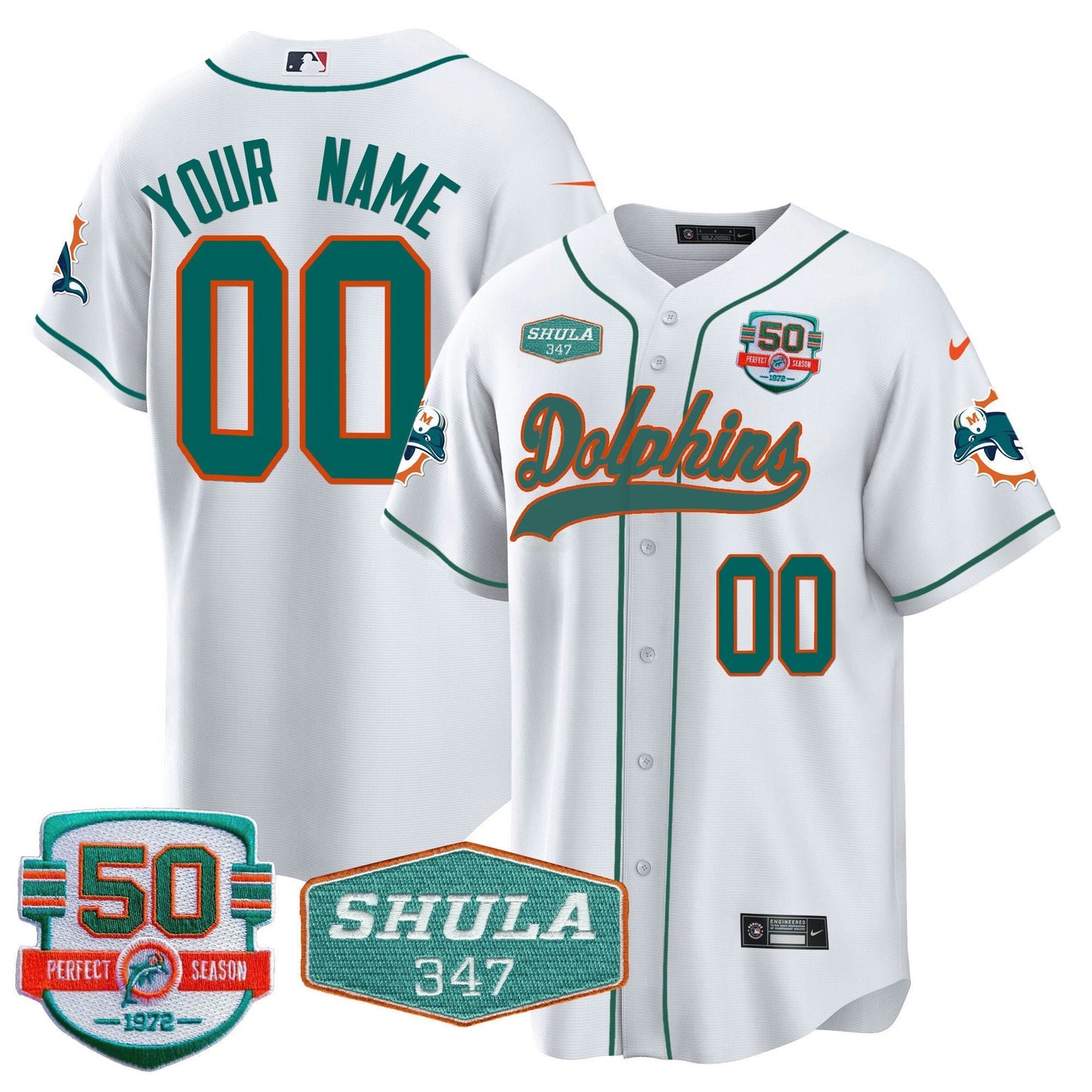 Camisa NFL 50th & Don Shula 347 Memorial Patch Jersey