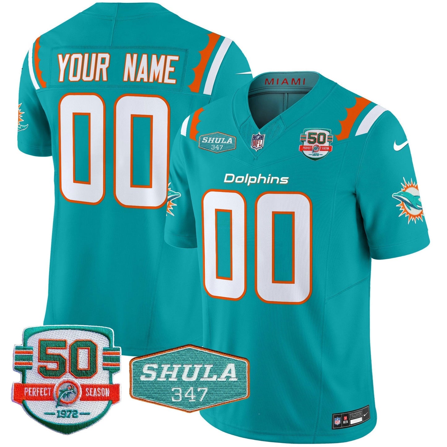 Camisa NFL 50th & Don Shula 347 Memorial Patch Vapor Limited Jersey