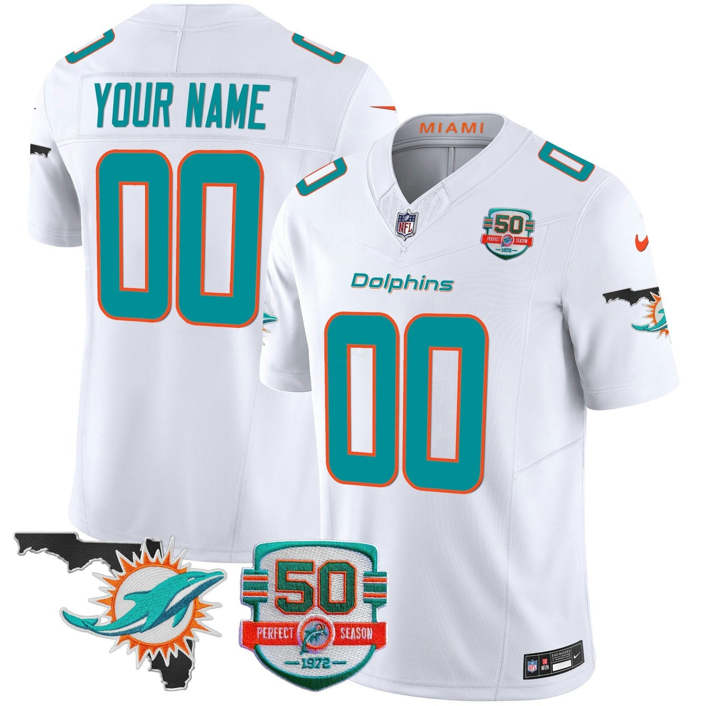 Camisa NFL 50th Perfect Season & Florida Patch Vapor Jersey