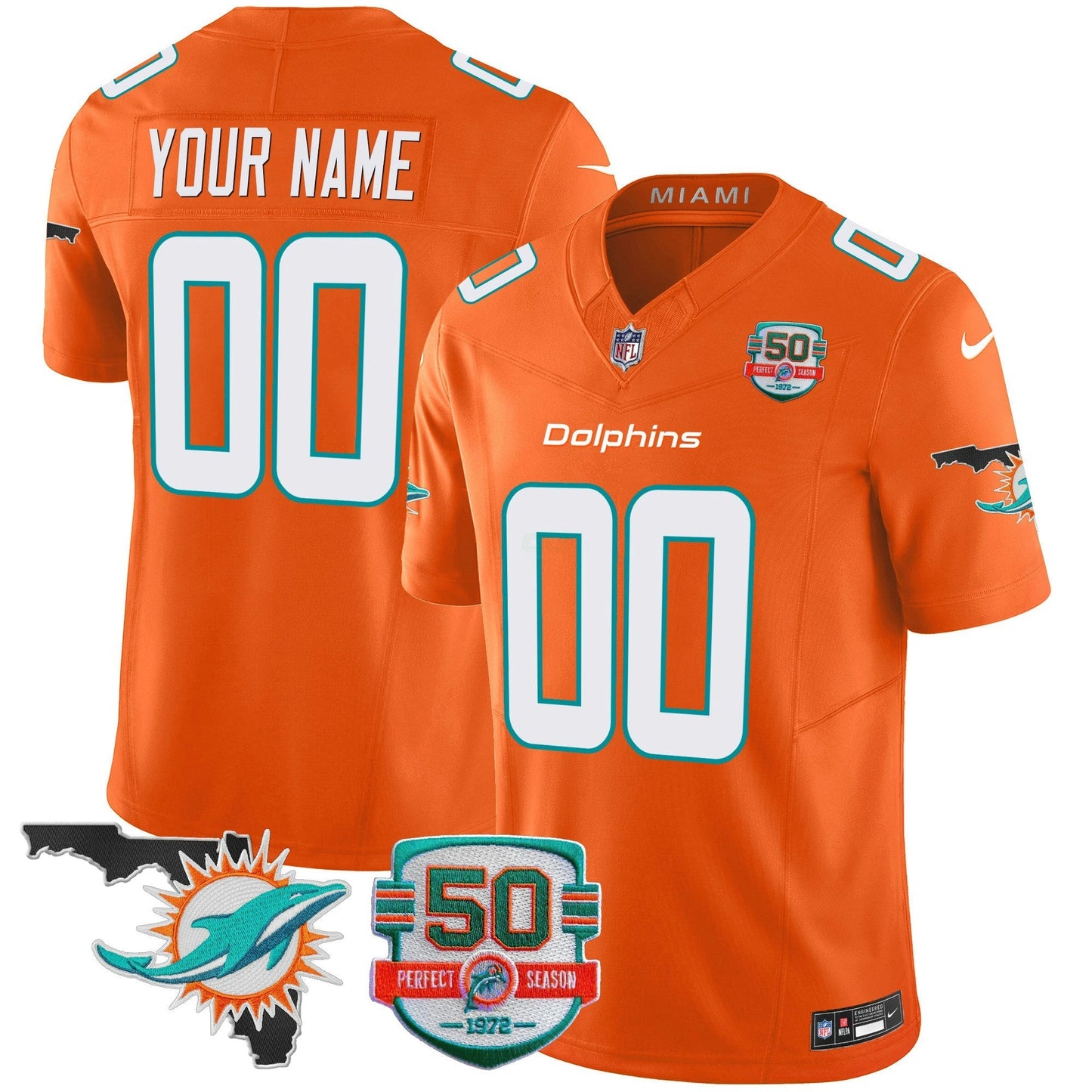 Camisa NFL 50th Perfect Season & Florida Patch Vapor Jersey