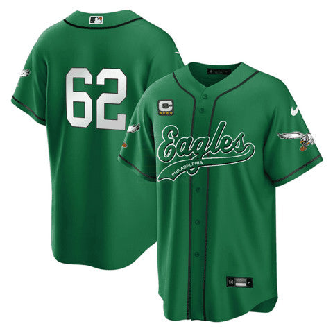 Camisa NFL #62 Philadelphia Kelly Green Jersey - Preta