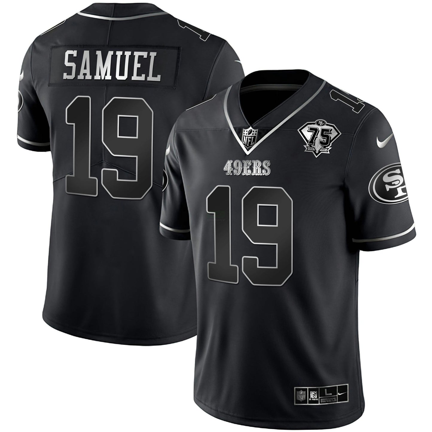 Camisa NFL 75th Anniversary Patch Preta Prata Limited