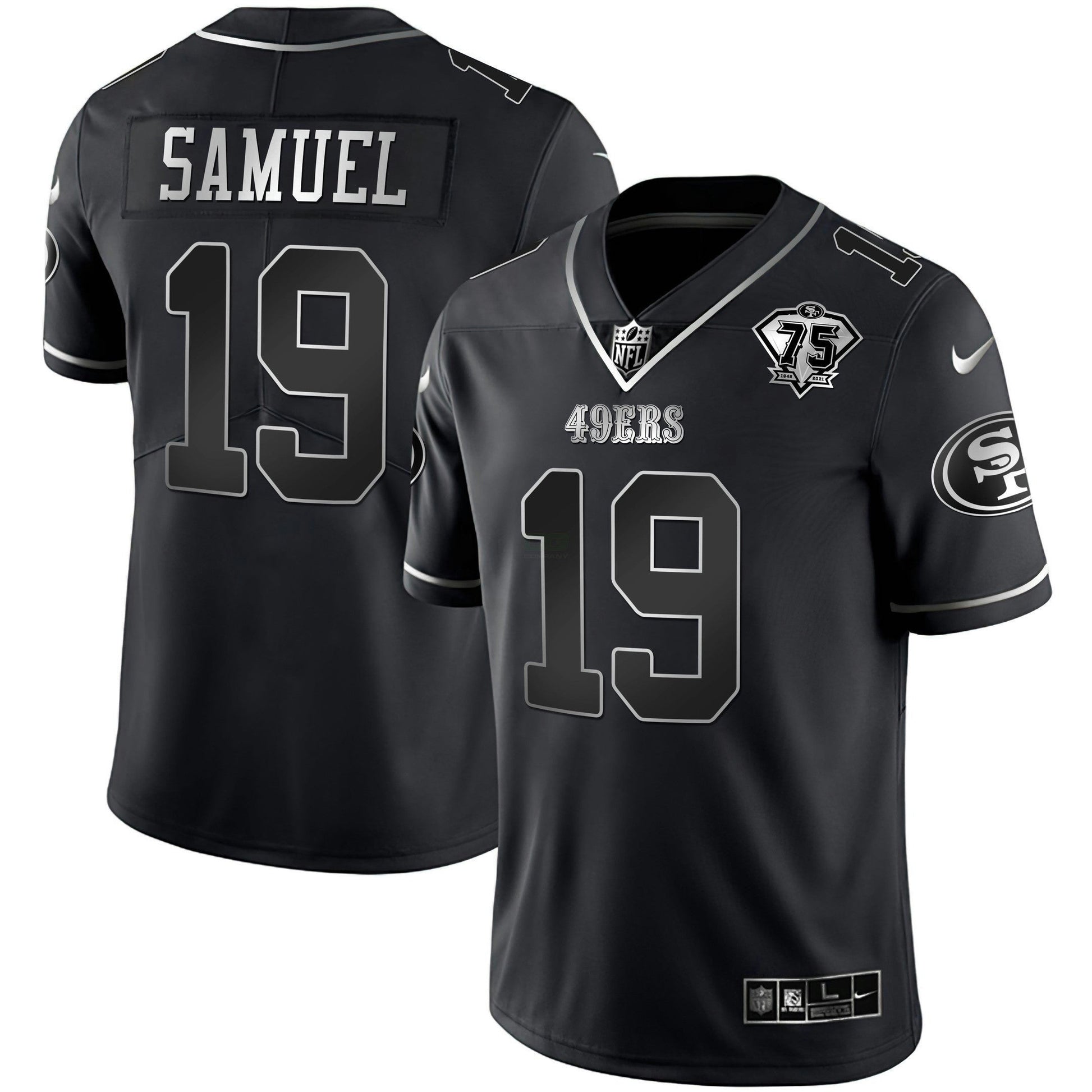 Camisa NFL 75th Anniversary Patch Preta Prata Limited