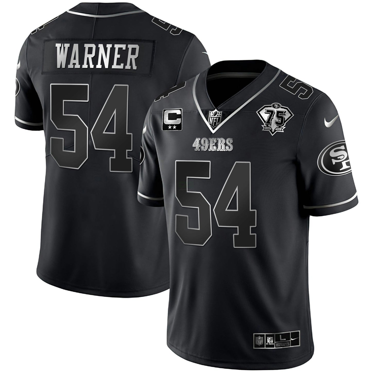 Camisa NFL 75th Anniversary Patch Preta Prata Limited
