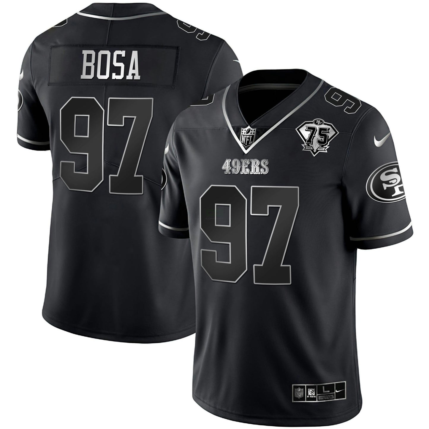 Camisa NFL 75th Anniversary Patch Preta Prata Limited