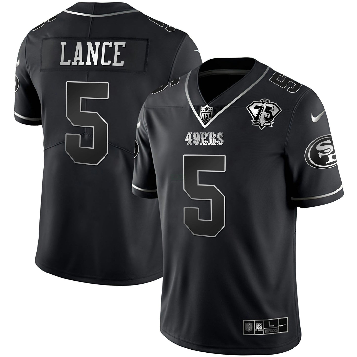 Camisa NFL 75th Anniversary Patch Preta Prata Limited