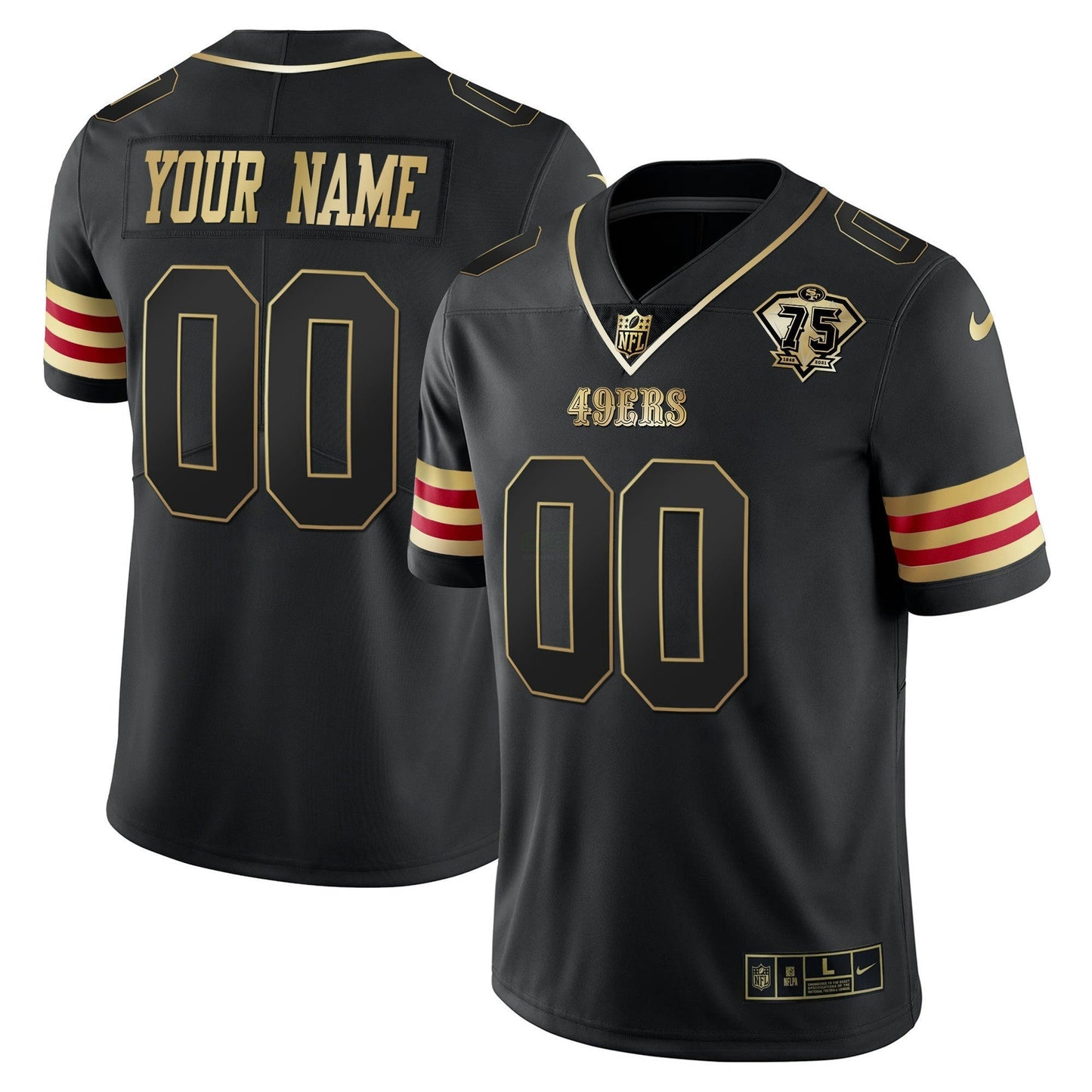 Camisa NFL 75th Anniversary Patch Vapor Dourada Jersey V2