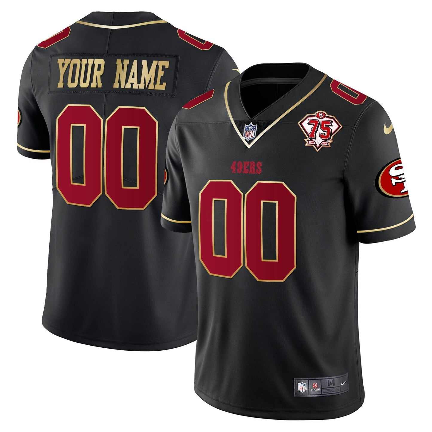 Camisa NFL 75th Anniversary Patch Vapor Dourada Trim Jersey V2