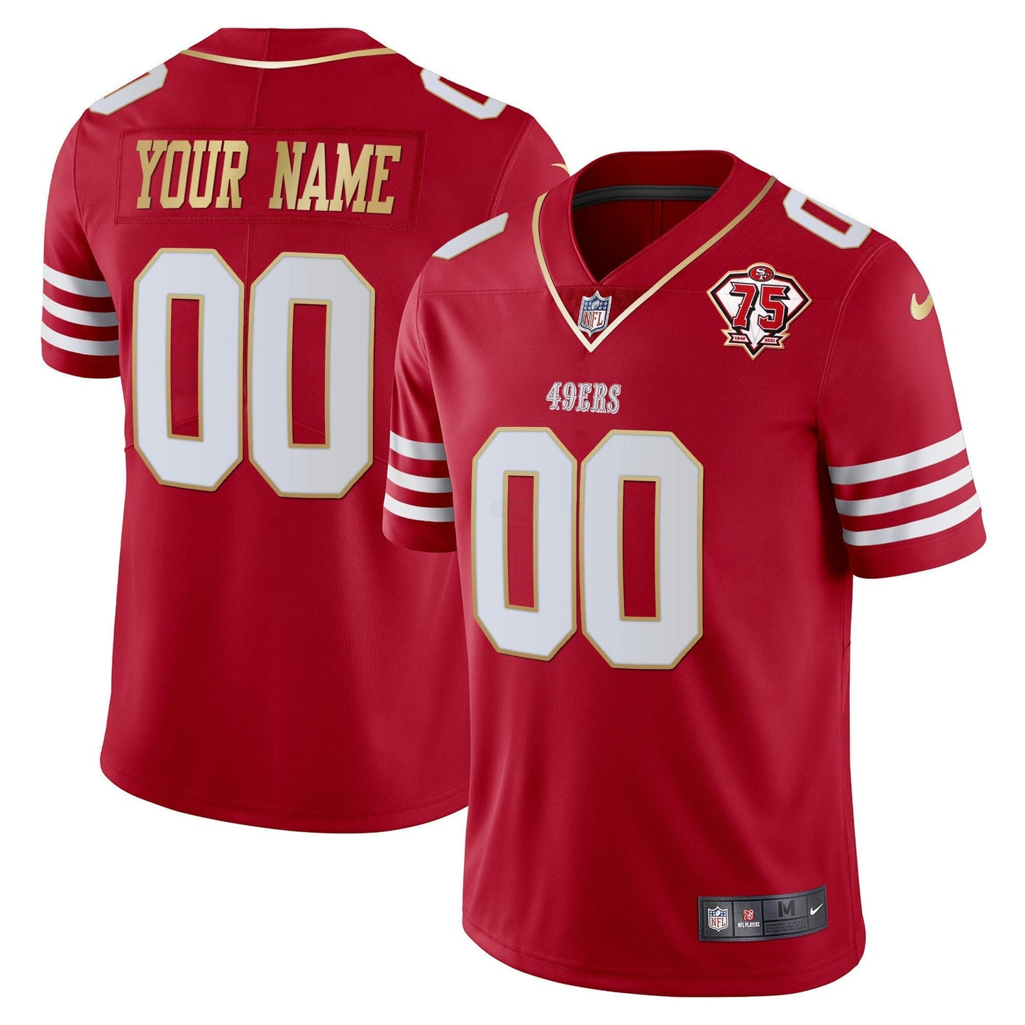 Camisa NFL 75th Anniversary Patch Vapor Dourada Trim Jersey