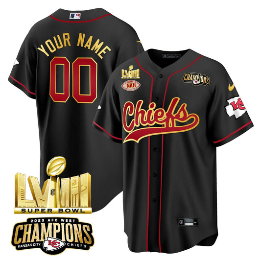 Camisa NFL AFC West Champions & Super Bowl LVIII Dourada Patch Jersey