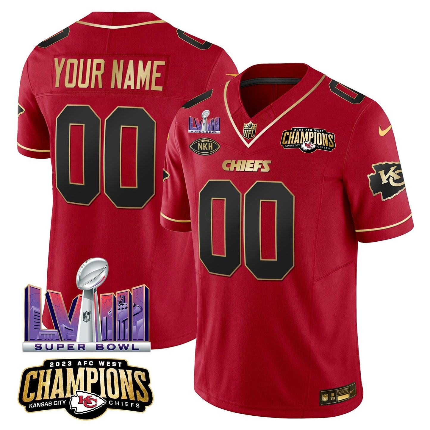Camisa NFL AFC West Champions & Super Bowl LVIII Patch Vapor Jersey