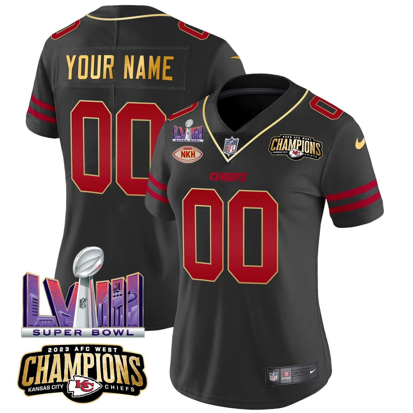 Camisa NFL AFC West Champions & Super Bowl LVIII Patch Vapor Jersey